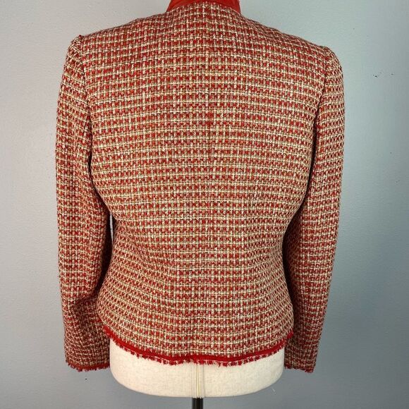 Vintage Red and Orange Tweed Dress Jacket Size 8 EUC - Picture 6 of 9